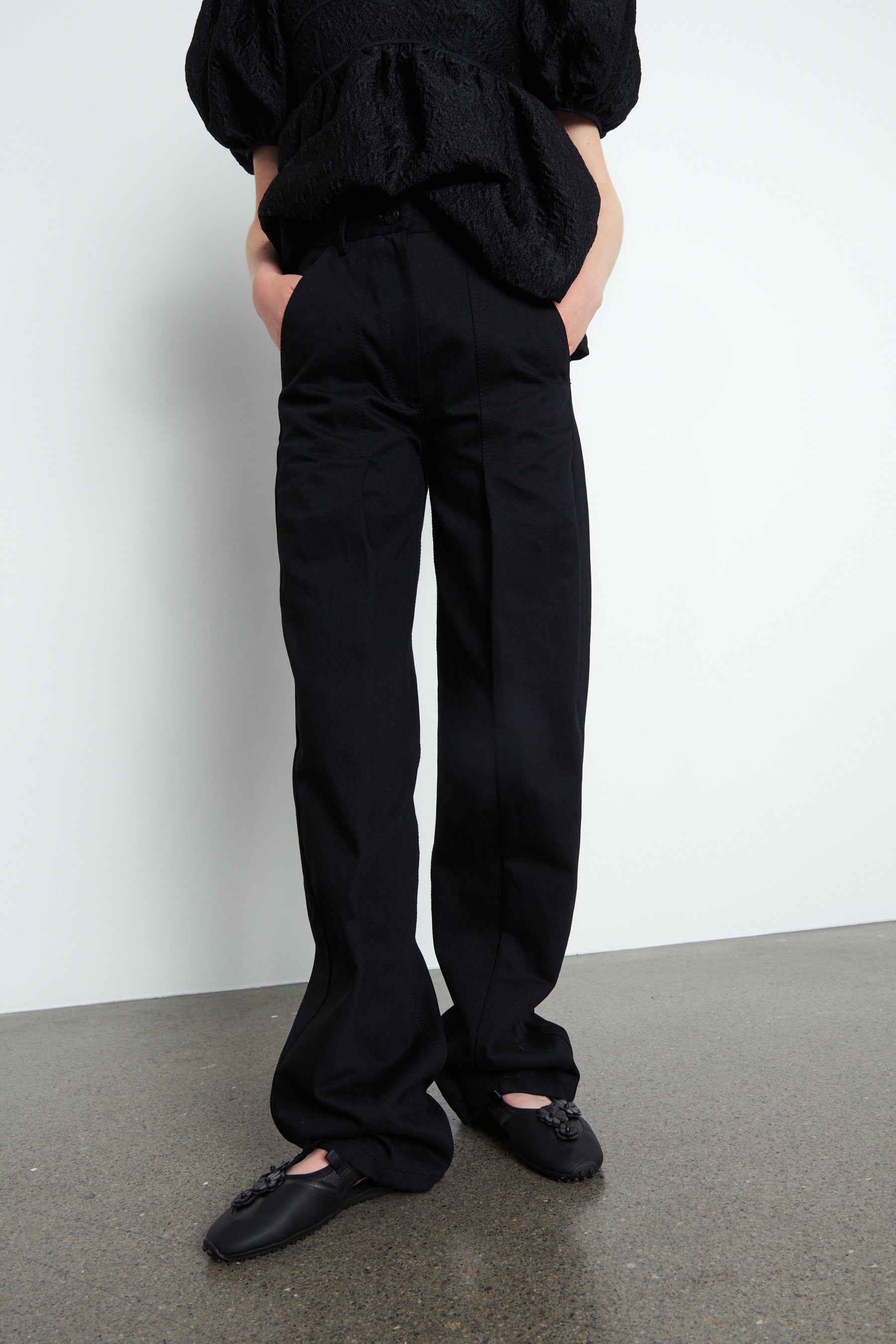 CHANEL Black Wide Leg Super High Rise Waist Layer Slacks Dress Pants 0-34  XXS | eBay